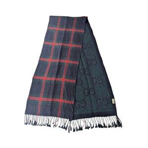 Gucci GG Monogram Check Scarf Cashmere Multicolor Made in Italy.